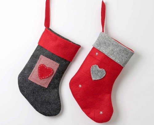 set 2 calcetines navideños corazón