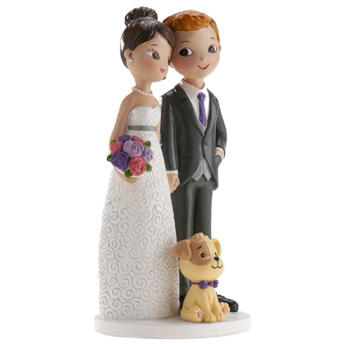 Figura pareja con perro :: especial boda :: figuras tarta de novios  originales