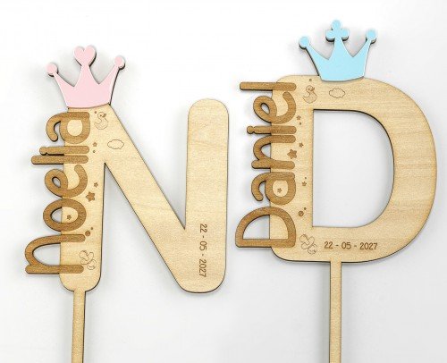 cake topper inicial corona