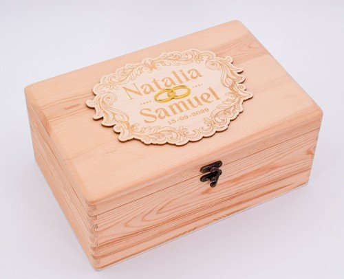 Ba&uacute;l madera anillos personalizada
