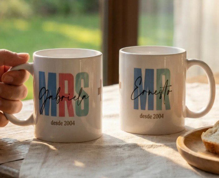 Taza MR+MRS nombre novios