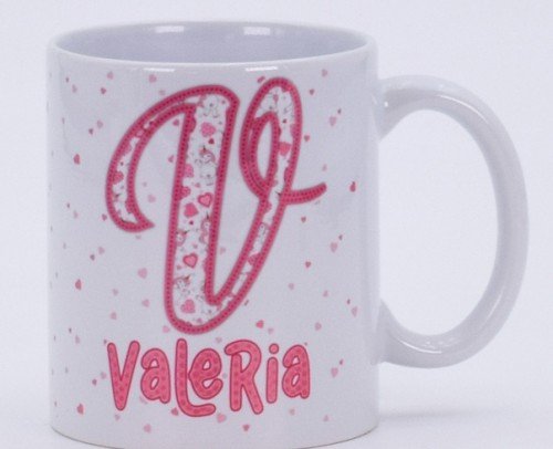 Taza inicial rosa personalizada