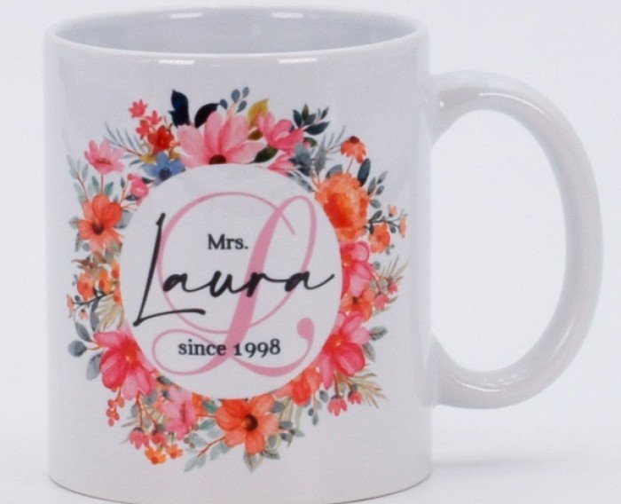 Taza flores personalizada