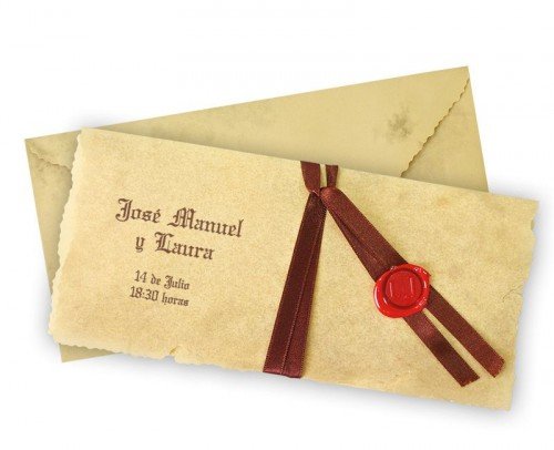 invitación boda pergamino sobre esencia