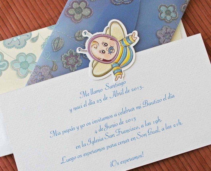 invitación abeja azul