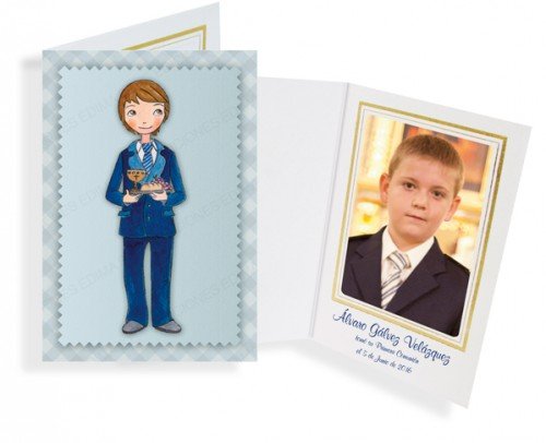 recordatorio con foto "niño con corbata"