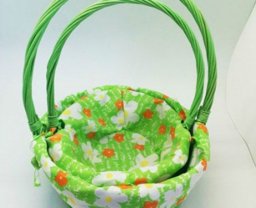 set 2 cestas verdes flores
