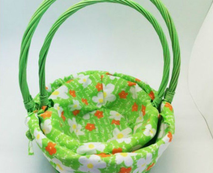 set 2 cestas verdes flores