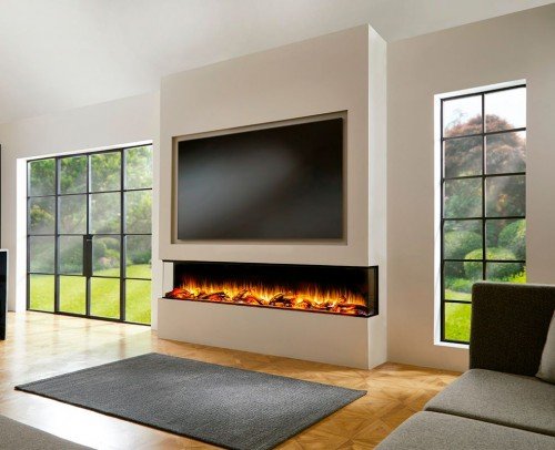 Mueble para Television con chimenea leds a medida con múltiples módulos,  www.formas.…