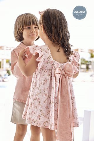 Vestido rosa niña de flores de Juliana
