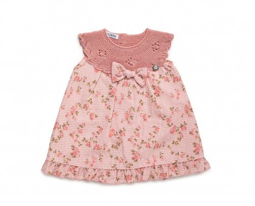 Vestido bebé niña rosa flores punto de Juliana - Colección Gregal -