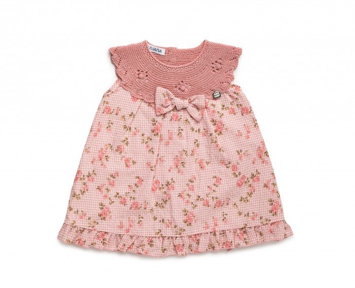 Vestido bebé niña rosa flores punto de Juliana - Colección Gregal -