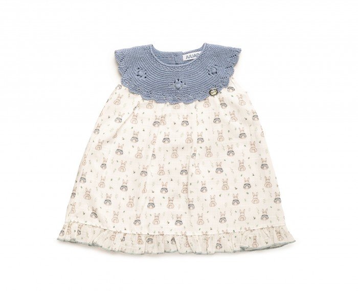 Vestido punto azul niña de Juliana - Colección Jugo -