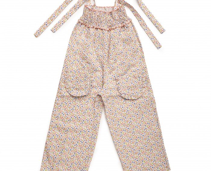 Mono tela largo salmón florecitas de Juliana - Colección Solano -