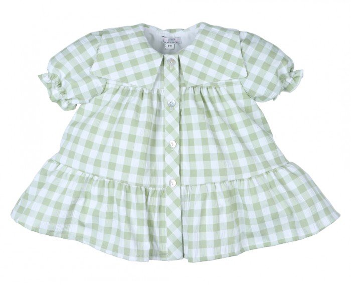 Vestido niña cuadros verde de Popys - Familia Seersucker