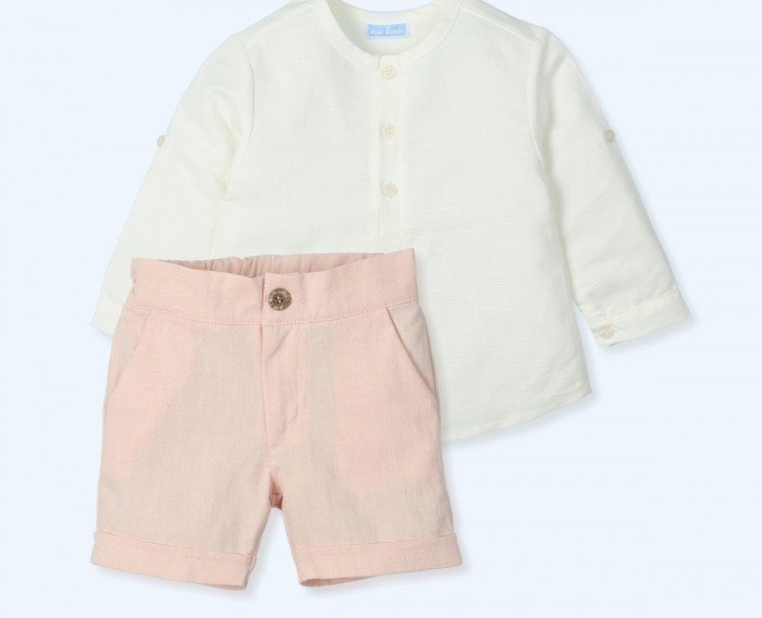 Conjunto 2 piezas niño camisa larga y pantalón corto nude de Mac Ilusión - Colección Georgeous