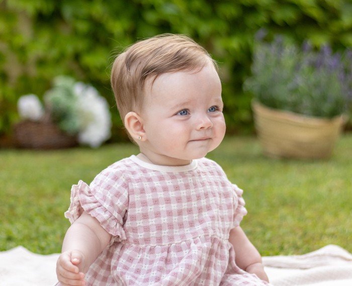 Vestido niña rosa cuadros de Calamaro - Colección Egeo