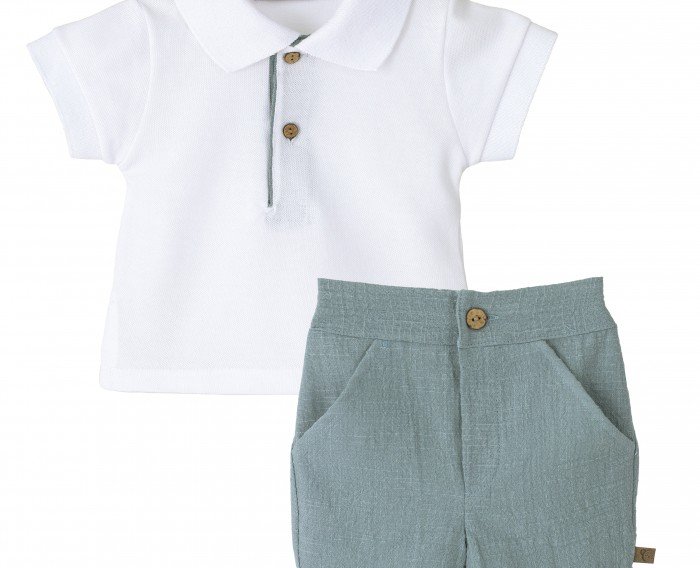 Conjunto 2 piezas niño polo y pantalón corto azul de Calamaro - Colección Mármara