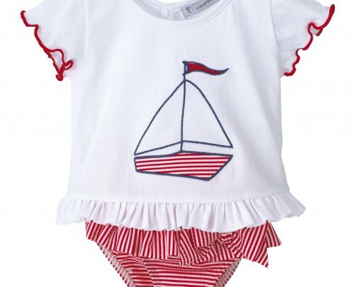 Conjunto de baño rojo niña de Calamaro - Colección Barquito