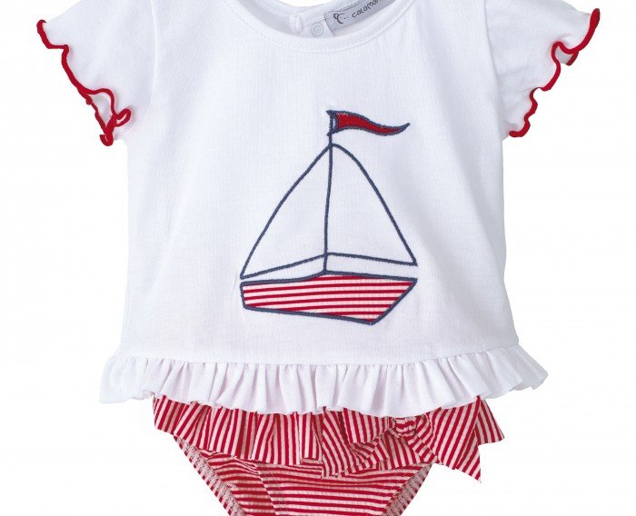 Conjunto de baño rojo niña de Calamaro - Colección Barquito