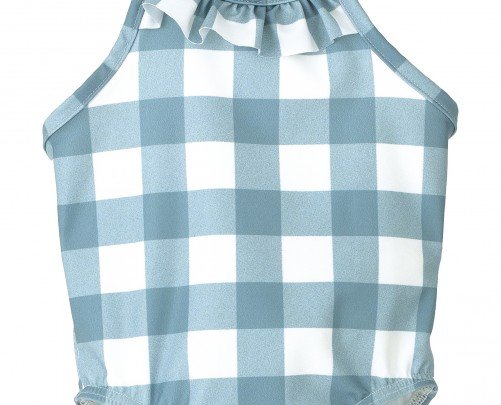 Bañador cuadros azul con lazo niña de Calamaro - Colección Cuadros