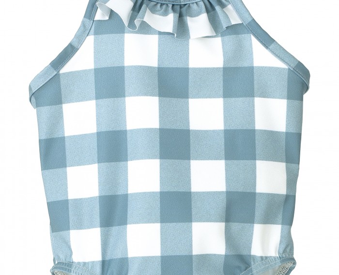 Bañador cuadros azul con lazo niña de Calamaro - Colección Cuadros
