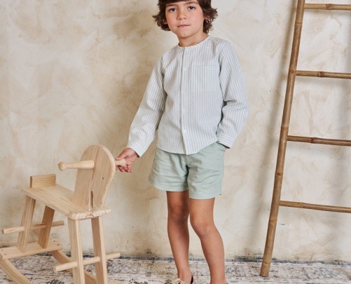Conjunto 2 piezas niño camisa larga y pantalón corto verde de Dadati - Colección Green Day