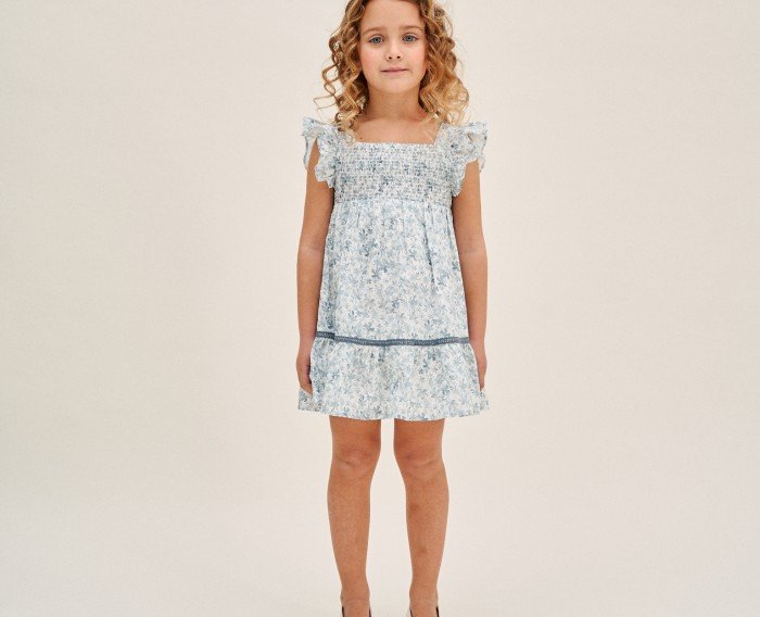 Vestido niña de flores azul de Dadati - Colección Blue Monday