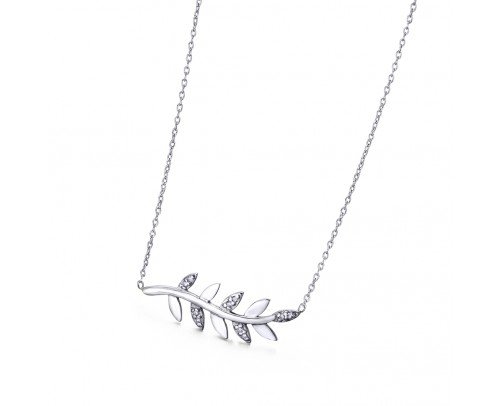 GD013OB Gargantilla LeCarré hoja de oro blanco y diamantes