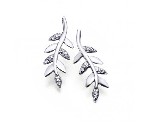 GB009OB Pendientes hoja de oro y diamantes