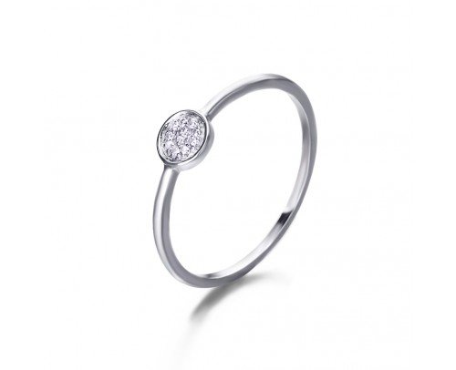 GA002OB Anillo LeCarré redondo de oro blanco y diamantes