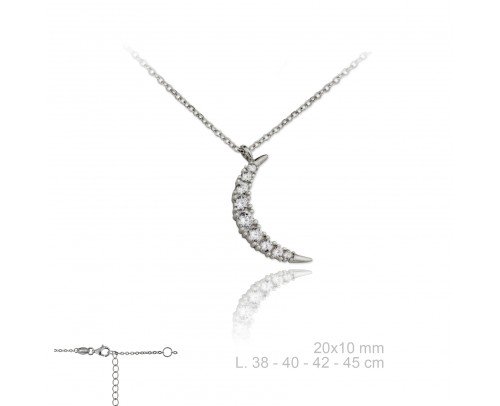 Gargantilla media luna circonitas plata