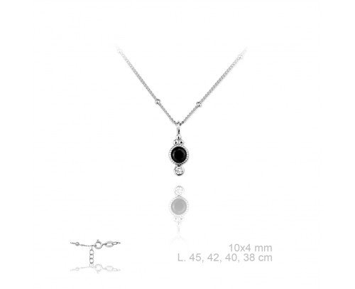 Gargantilla piedra negra plata
