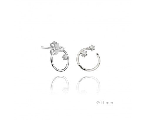 Pendientes circulo y circonitas plata