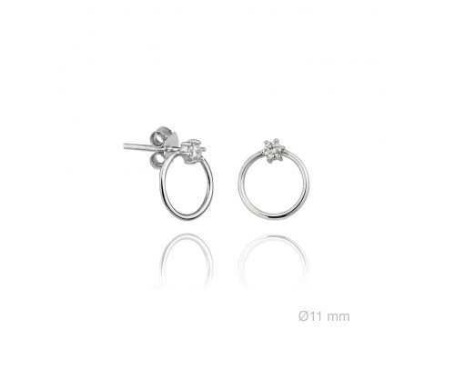 Pendientes circulo y circonita plata