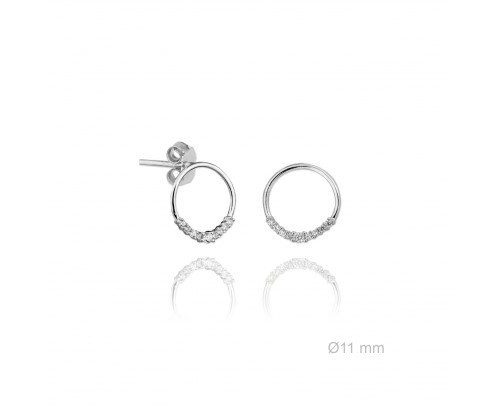 Pendientes circulo y circonitas plata