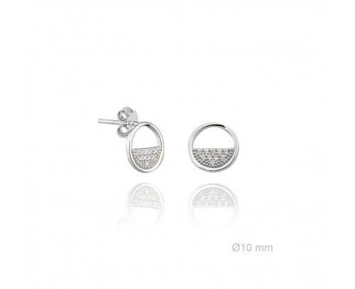 Pendientes circulo con circonitas plata