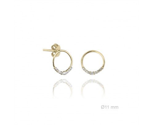 Pendientes circulo y circonitas plata dorada