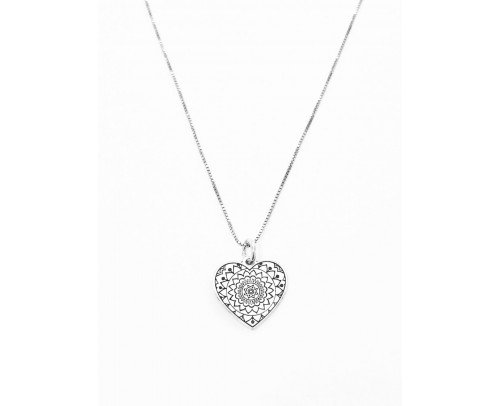 Gargantilla corazón mándala Plata de Ley