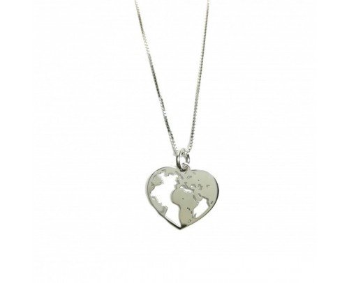 Gargantilla corazon mundo Plata de Ley