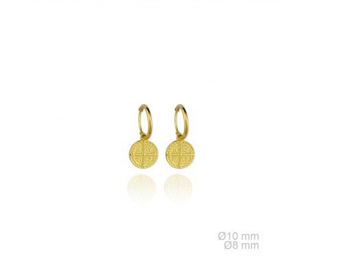 Pendientes moneda Plata de Ley dorada