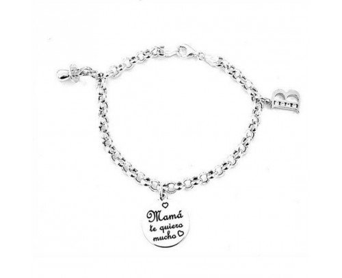 Pulsera chupete, rolo personalizada de plata