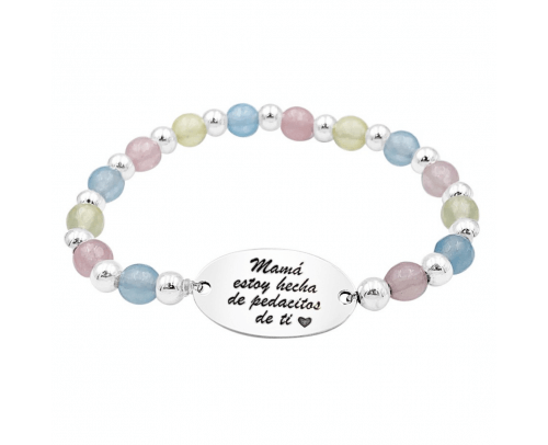 Pulsera mamá estoy hecho de pedacitos de ti Plata