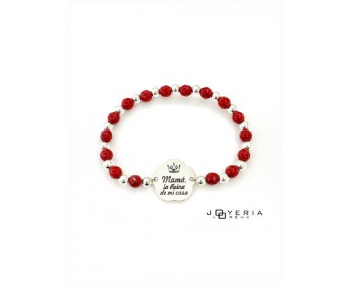 Pulsera Mamá eres la reina de mi casa Plata