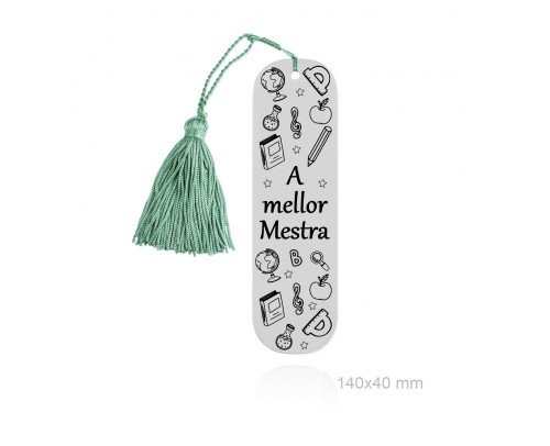 Marcapáginas para profes "A mellor mestra" Gallego de acero 14x4 cm