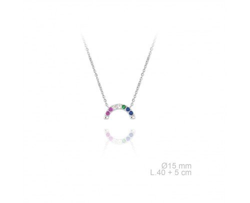 Gargantilla arcoiris semicirculo colores Plata de Ley 925