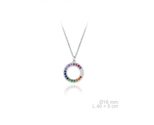 Gargantilla círculo colores Plata de Ley 925
