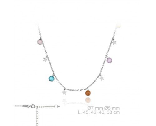 Gargantilla de estrellas y circonitas de colores Plata