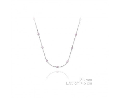 Gargantilla choker de plata y circonitas rosa