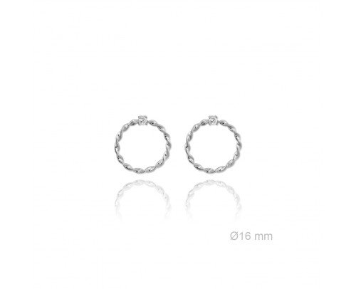 Pendientes circulo trenzado de Plata rodiada